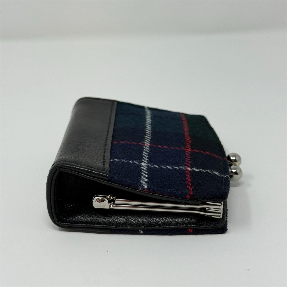 Vintage Coach Plaid Coin Purse Wallet Kisslock Leather Trim Tartan Wool Small - Picture 3 of 12